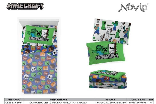 Completo Letto Singolo Minecraft – 100% Cotone