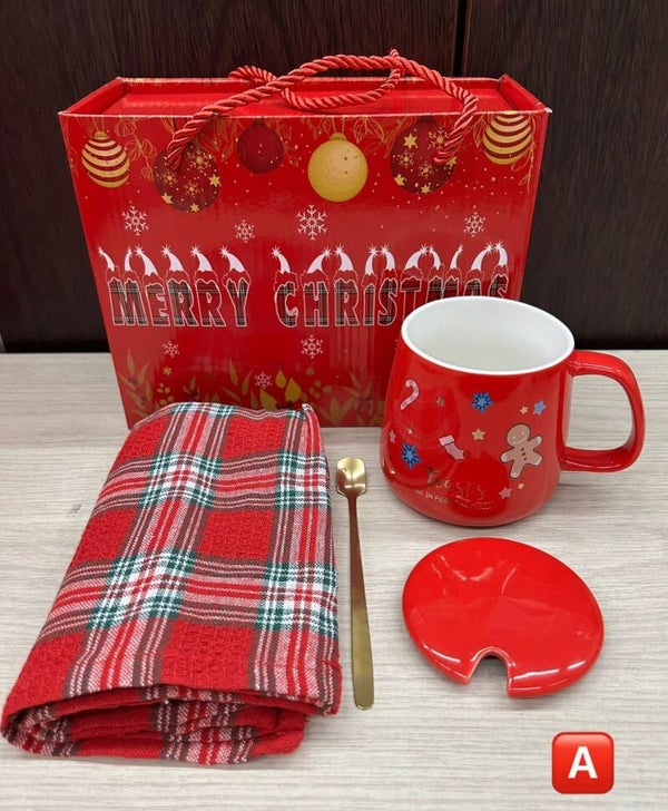 Set natalizio tazza copritazza cucchiaino strofinaccio