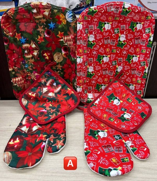 SET 3 PEZZI   STAMPATO NATALIZIO vassoio guantone presina