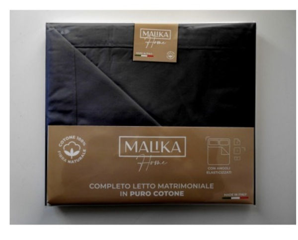 MALIKA HOME COMPLETO LETTO IN COTONE TINTA UNITA *FINE SERIE*