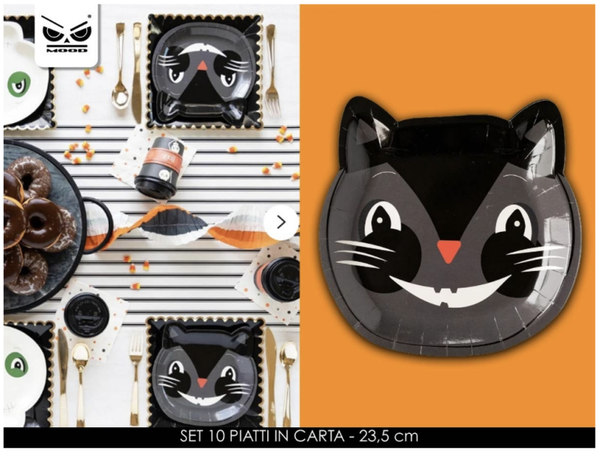 Piatti gatto nero in confezione da 10 pezzi
