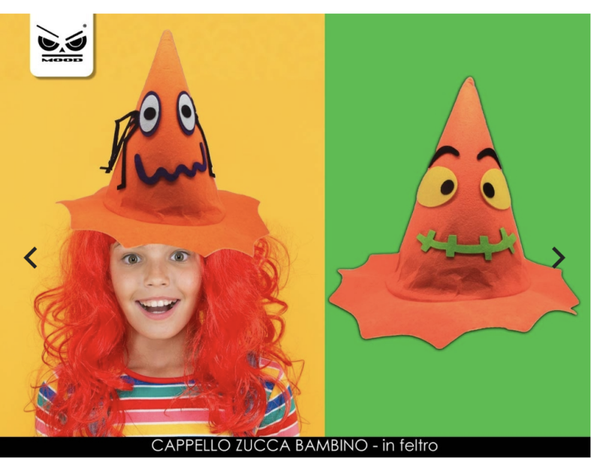 Cappello zucca occhioni in feltro per bambino