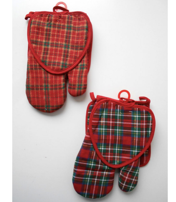 SET GUANTO + 2 PRESINE NATALE CON LUREX APPLICATO