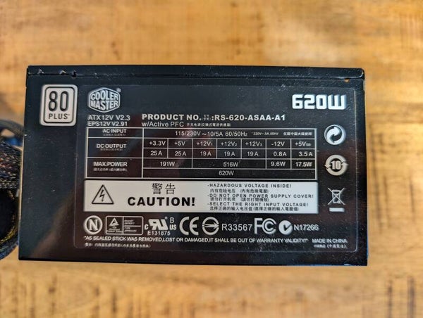 Cooler Master Real Power M620 | 620W | 24Pin | 4/8 Pin CPU | 2x 6/8 Pin GPU | Modulair