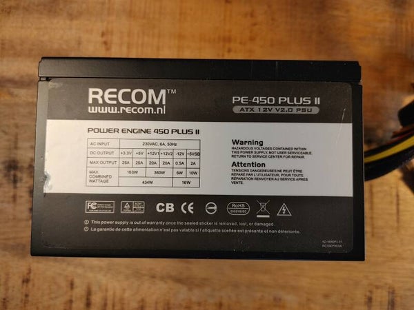 Recom Power Engine 450 Plus II | 450W | 24Pin | 4/8 Pin | 1x 6 Pin GPU