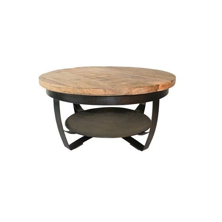 Salontafel rond - Mangohout met schaal