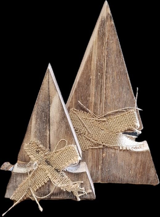 Houten kerstboompje met strik