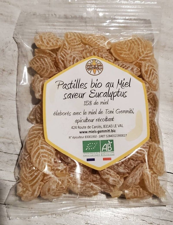 Bonbons bio au miel et arome eucalyptus