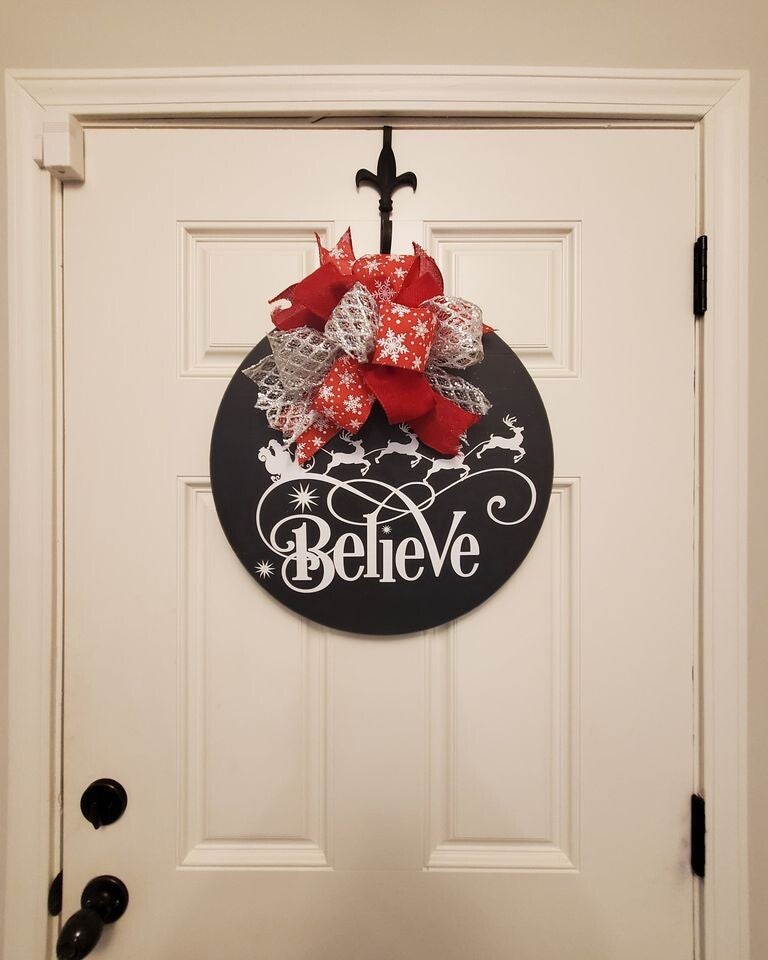 Believe Christmas Door Hanging Round