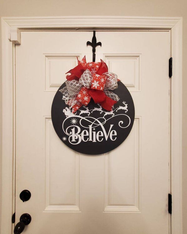 Believe Christmas Door Hanging Round