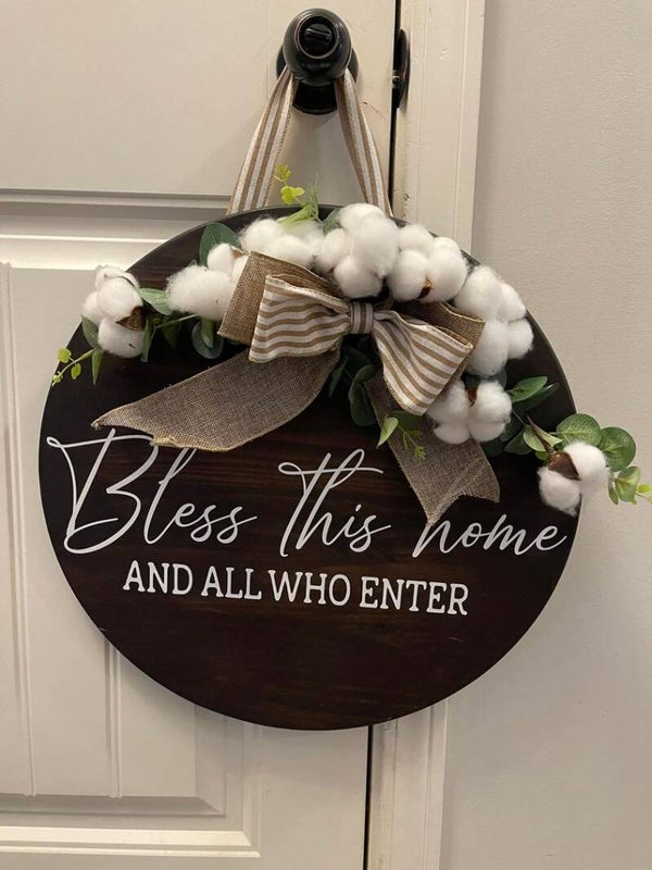 Cotton Bless This Home Door Hanging Round