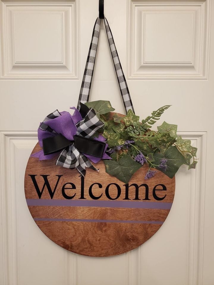 Purple Welcome Door Hanging Round