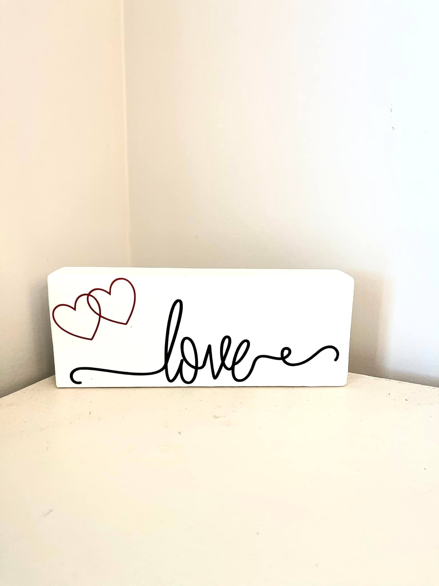 White Love Block Sign