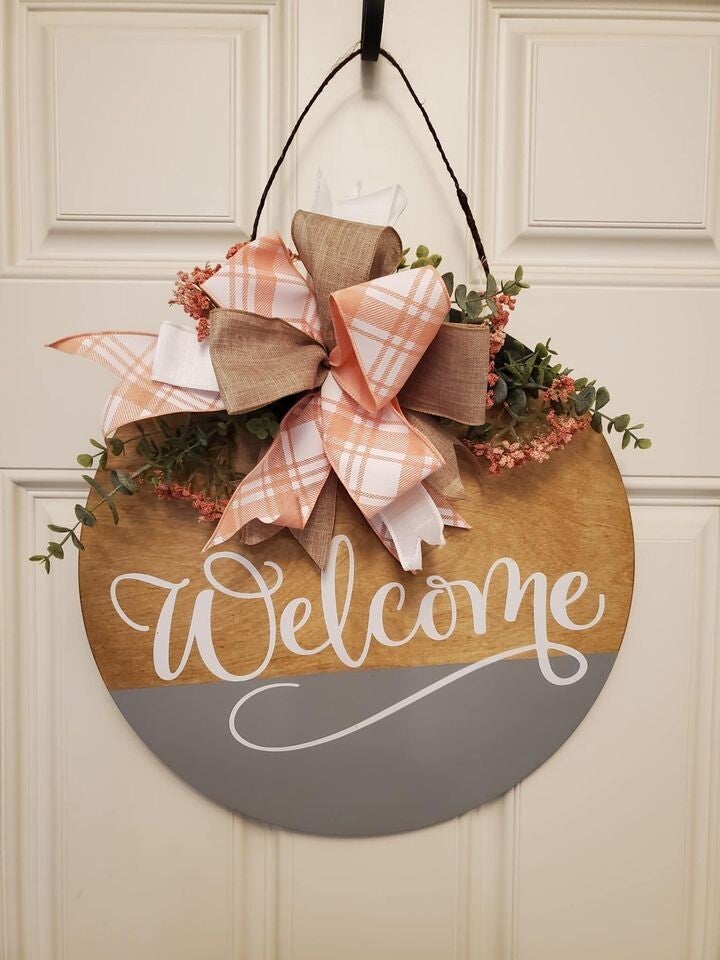 Pink Welcome Door Hanging Round