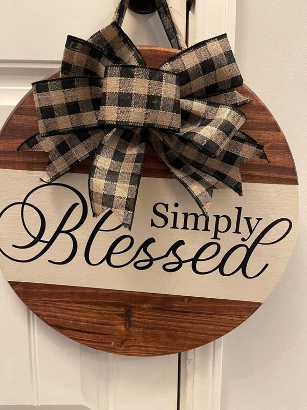 Simply Blessed Door Hanging Round