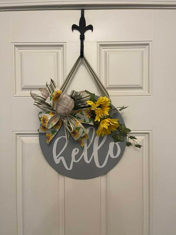 Sunflower 'Hello' Door Hanging Round