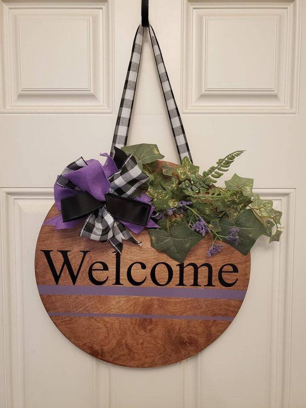 Purple Welcome Door Hanging Round