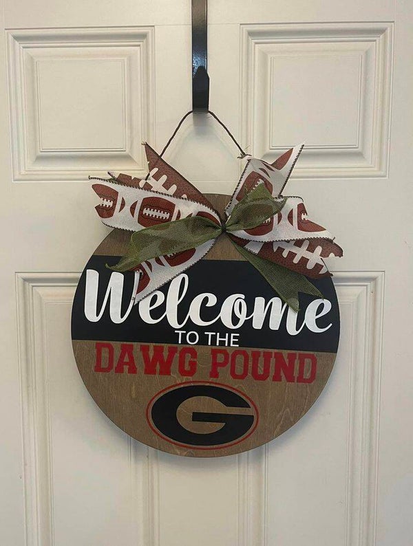 Welcome to the dawg pound door hanging round