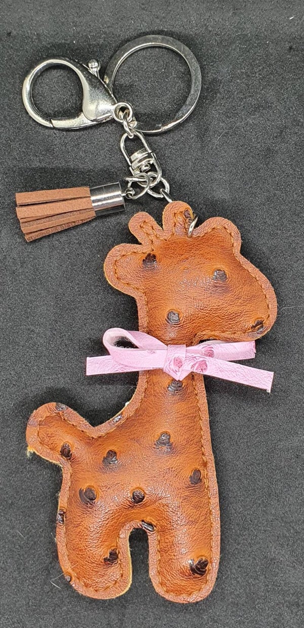 Immitatieleer giraffe sleutelhanger