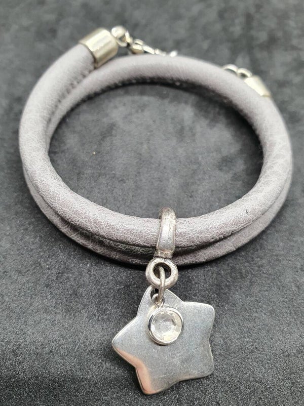 Grijze Immitatie dubbel leren armband