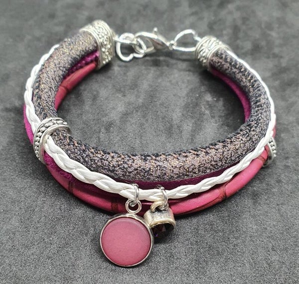 Immitatie 2 dubbel leren armband multicolor