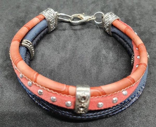 Immitatie 2 dubbel leren armband multicolor