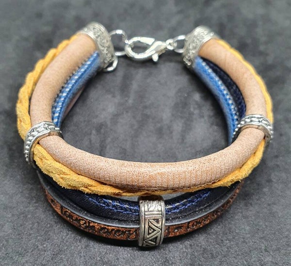 Immitatie 2 dubbel leren armband multicolor