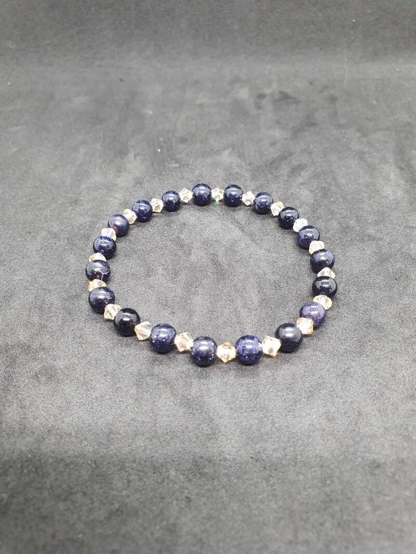 Champagne/donkerblauw armband oud&nieuw