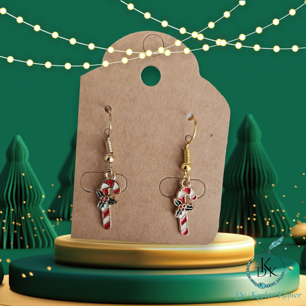 Kerst oorbellen candy cane kleur