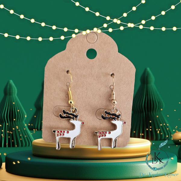 Kerst oorbellen rudolph wit