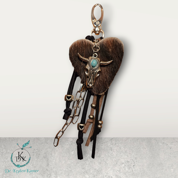 Koe hart sleutelhanger