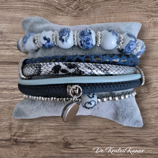 Armbanden setje blauw/zwart