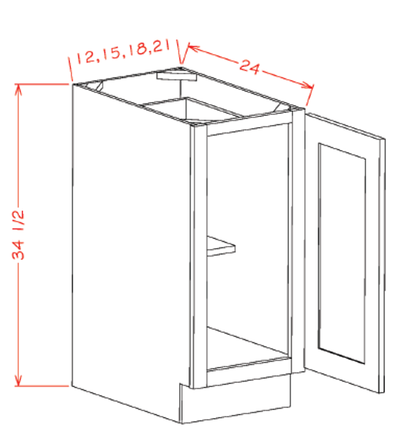 21" Full height base cabinet
