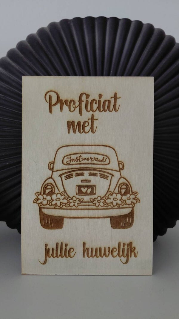 Houten kaart voor huwelijk