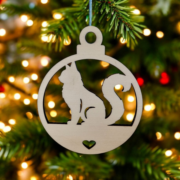 Gepersonalisseerde kerstbal in hout kat met naam