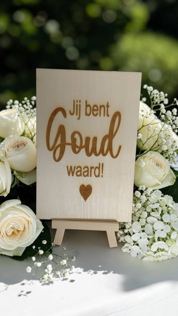 Jij bent goud waard houten kaart