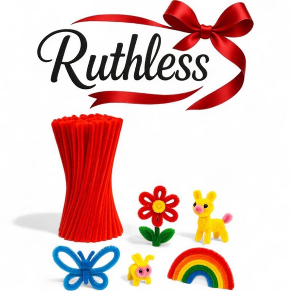 Ruthless Limpia Pipas Rojos 100 Piezas – Manualidades Creativas con Textura Suave y Flexible – Artesanías Escolares y Proyectos Artísticos – Pack Grande