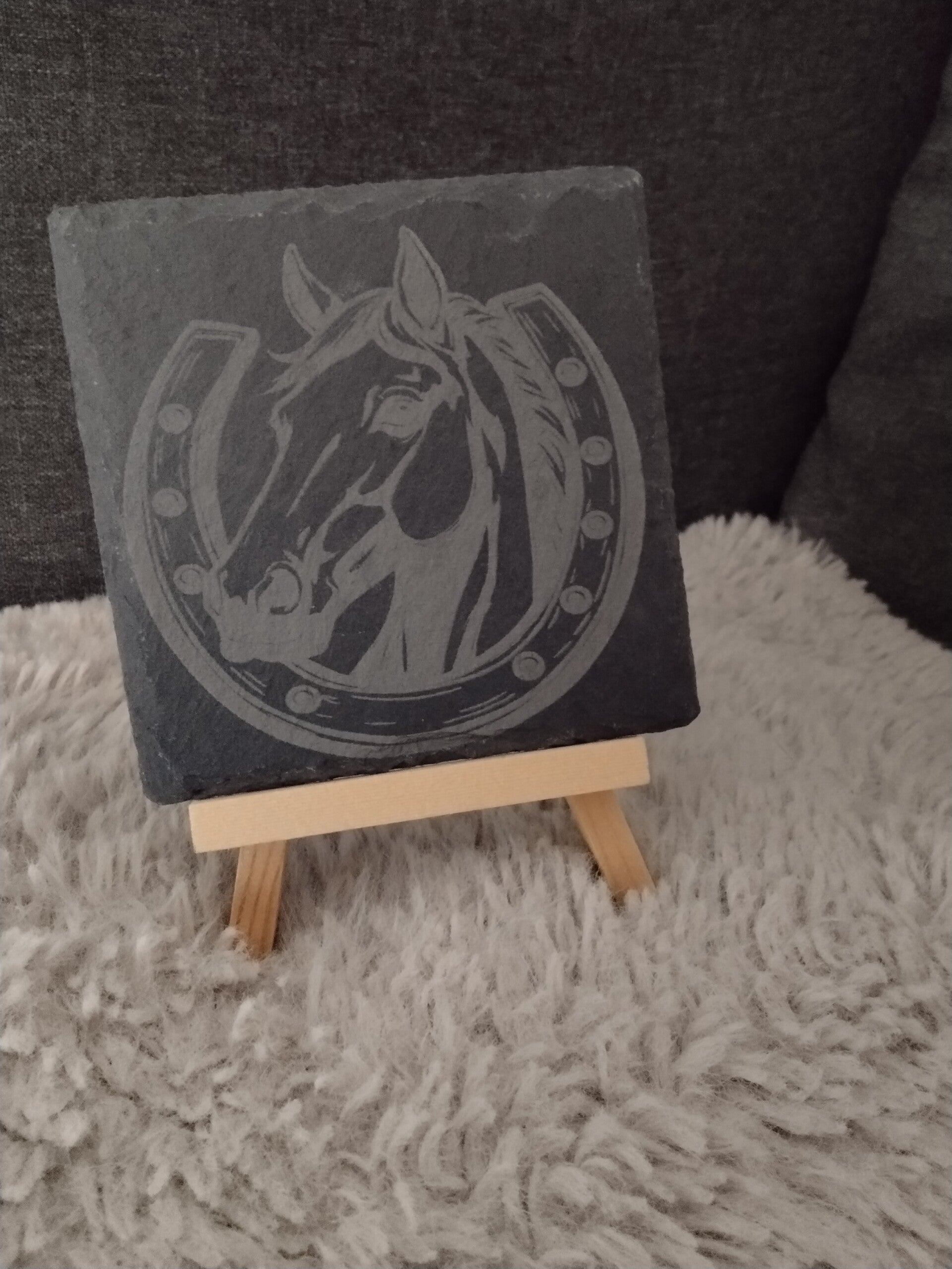 Ardoise gravée fer à cheval