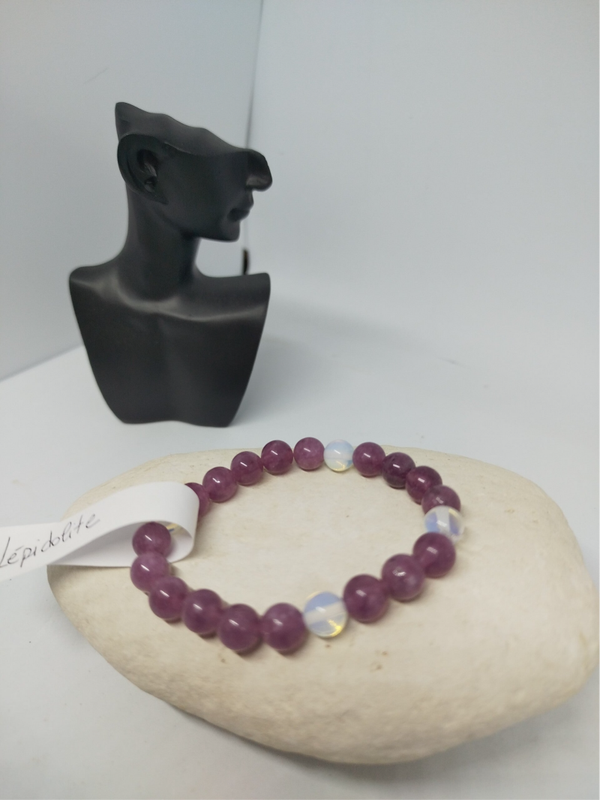 Bracelet en pierre semi-précieuse lépidolite
