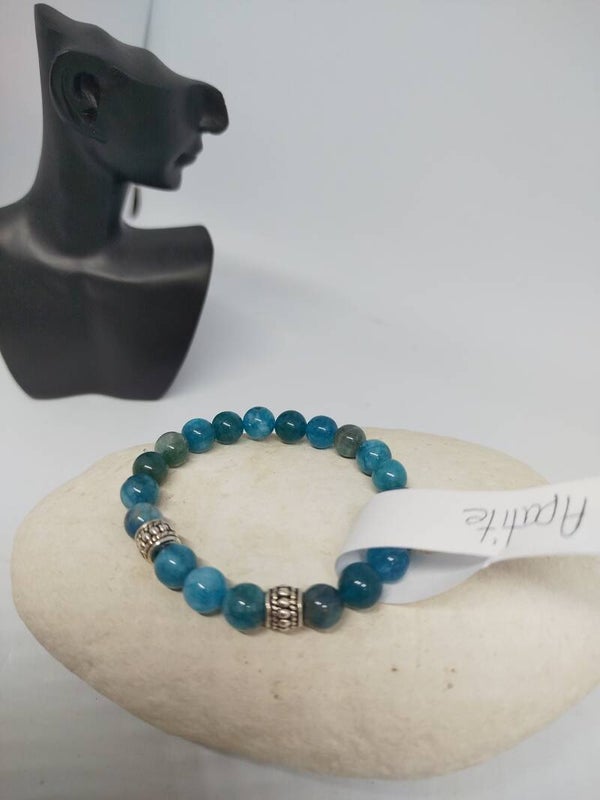 Bracelet en pierre semi-précieuse apatite bleu