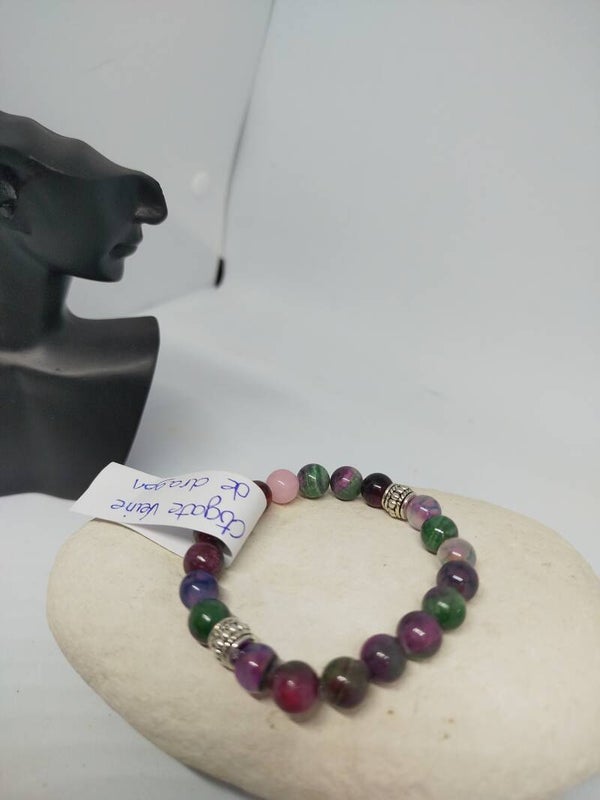 Bracelet en pierre semi-précieuse Agate veine de dragon