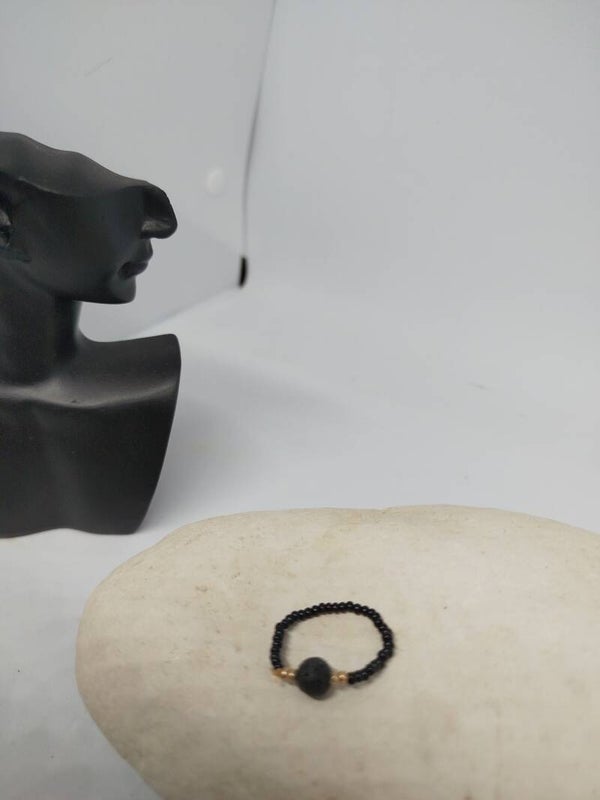 Bague pierre semi précieuse et mini perle de rocaille