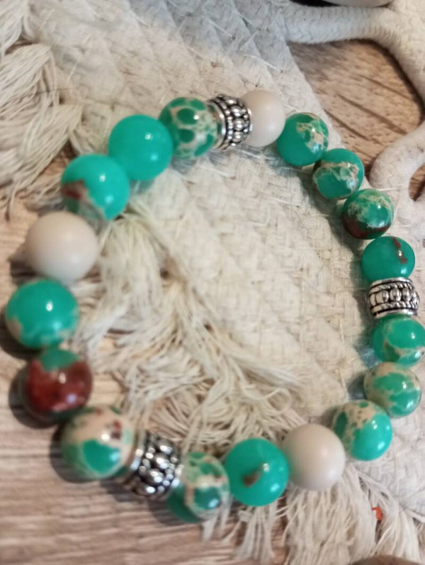 Bracelet en pierre impérial vert turquoise