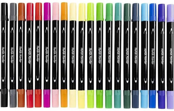 Textielstiften 20 stuk Standaard kleuren