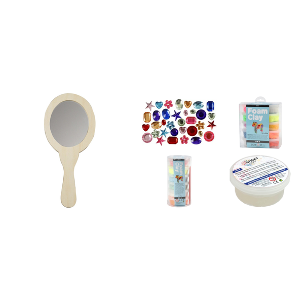 Knutselpakket | hand spiegel met Foam Clay voor 6 kinderen