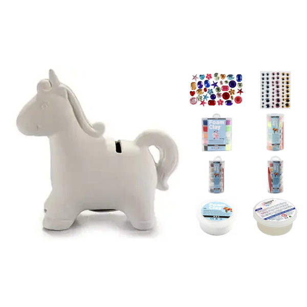 Knutselpakket | Eenhoorn Spaarpot met Foam Clay voor 6 kinderen