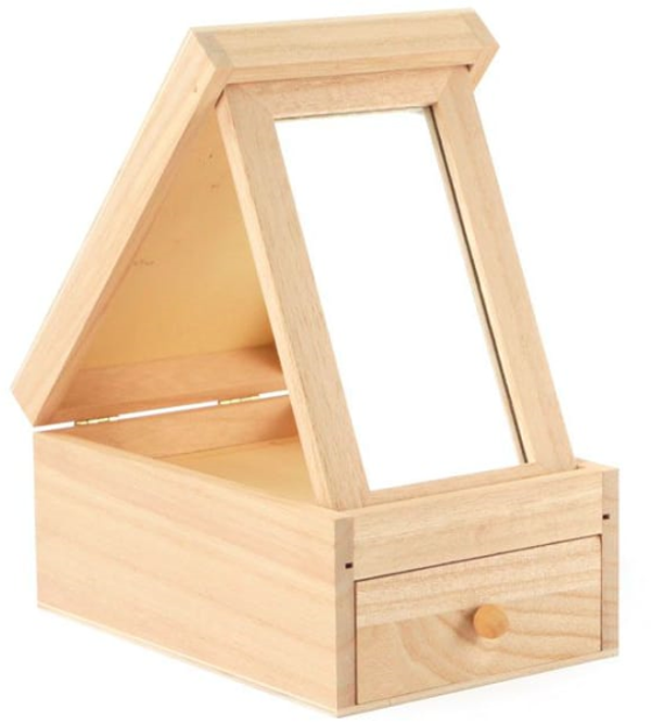 Houten Kaptafeltje met Spiegel Lade 12x18x8,5 cm