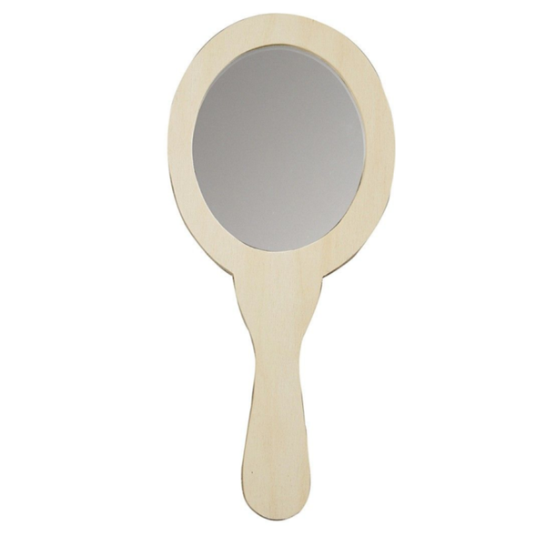 Houten hand spiegel 23 cm