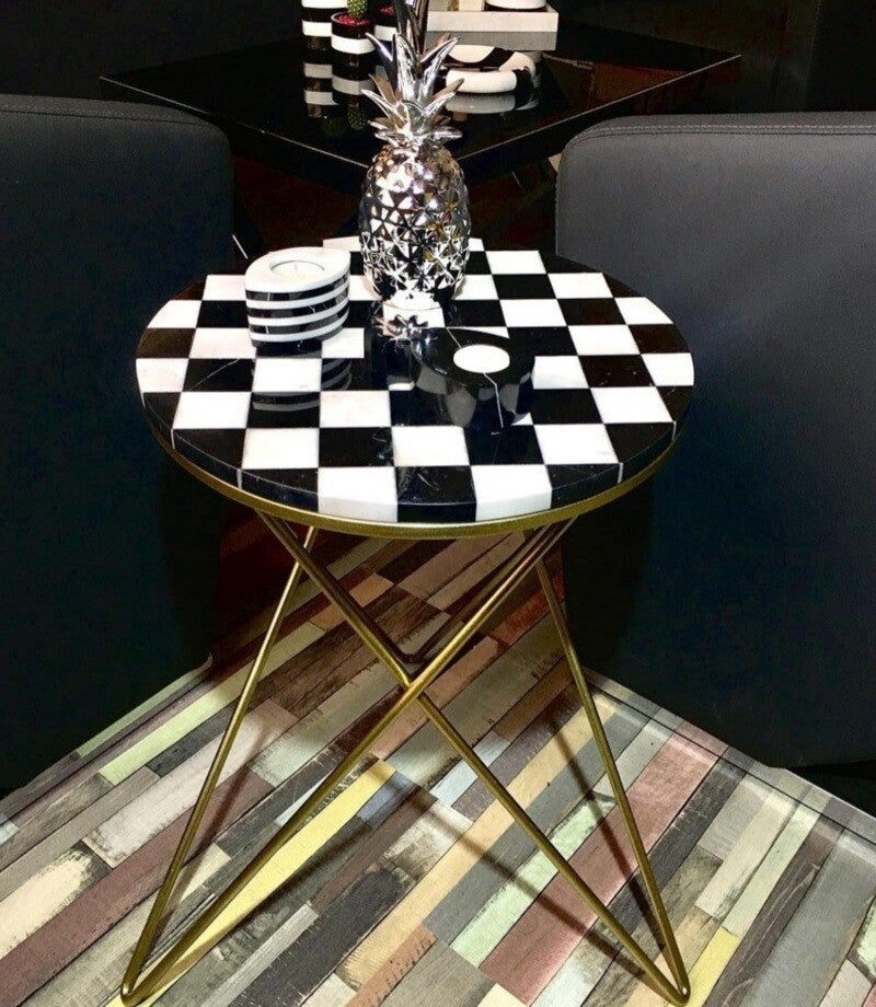 Dama Pattern Marmor Kaffeetisch einzigartiges Designerstück