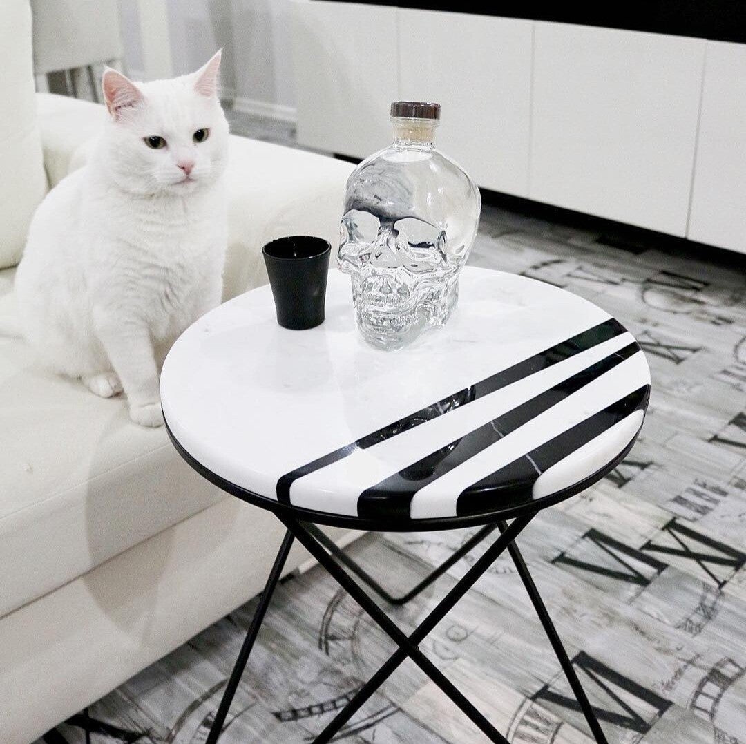 Black & White schräg gestreift Marmor Kaffeetisch